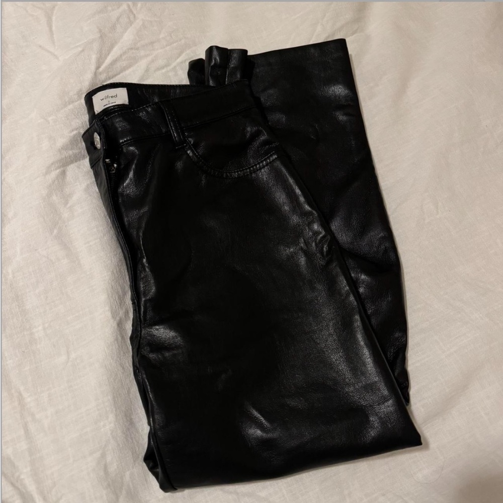 Black Aritzia Melina leather pants